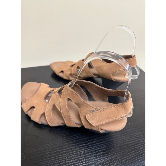 Sesto Meucci Size 7N Philys Viso Nubuck Leather Slip On Slingback Sandals Tan - Picture 7 of 12